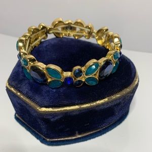 Blue and turquoise rhinestone stretch bracelet